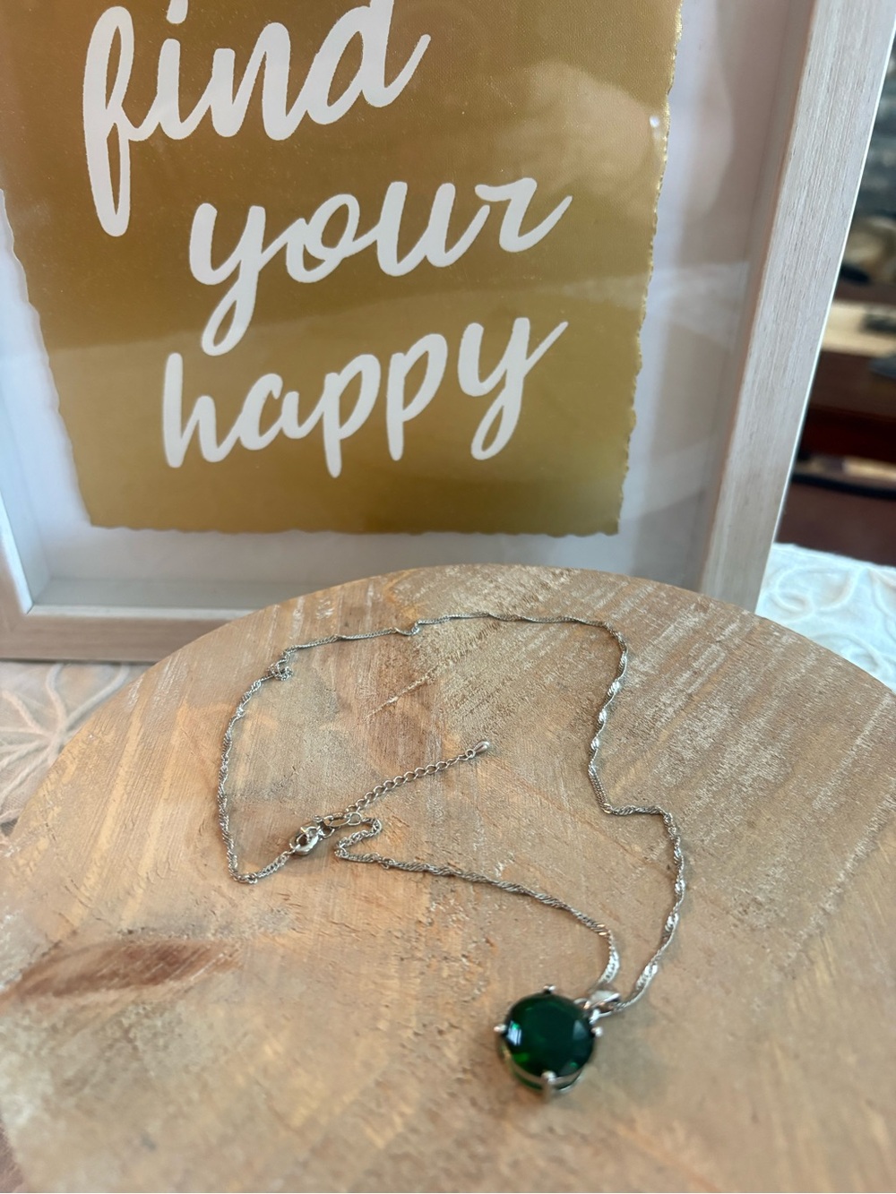 925 Sterling Silver Green Lab-Created Sapphire Pendant Necklace